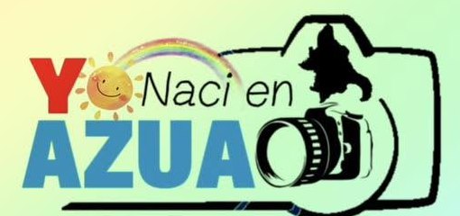 Logo de Yo Nací en Azua: una cámara con el mapa de la provincia y un sol con arcoíris